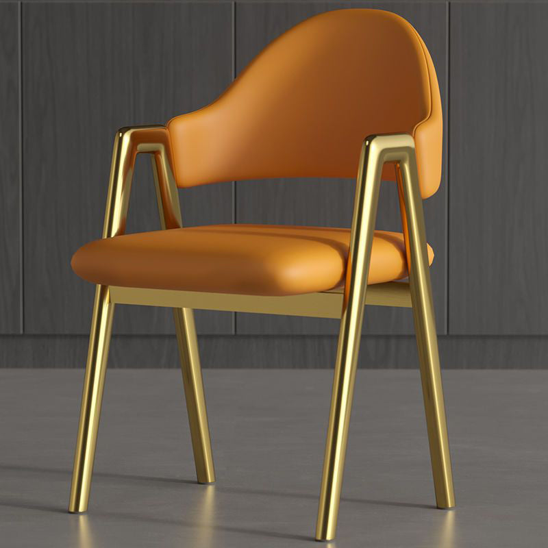 Silla de Comedor Contemporánea de Lujo Cuadrada Tapizada en Cuero con Respaldo y Reposabrazos para Comedor 