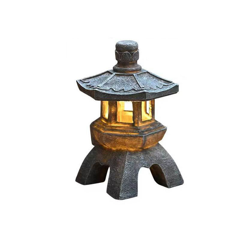 Retro Decorative Solar Tower Resin LED Outdoor Landscape Lighting