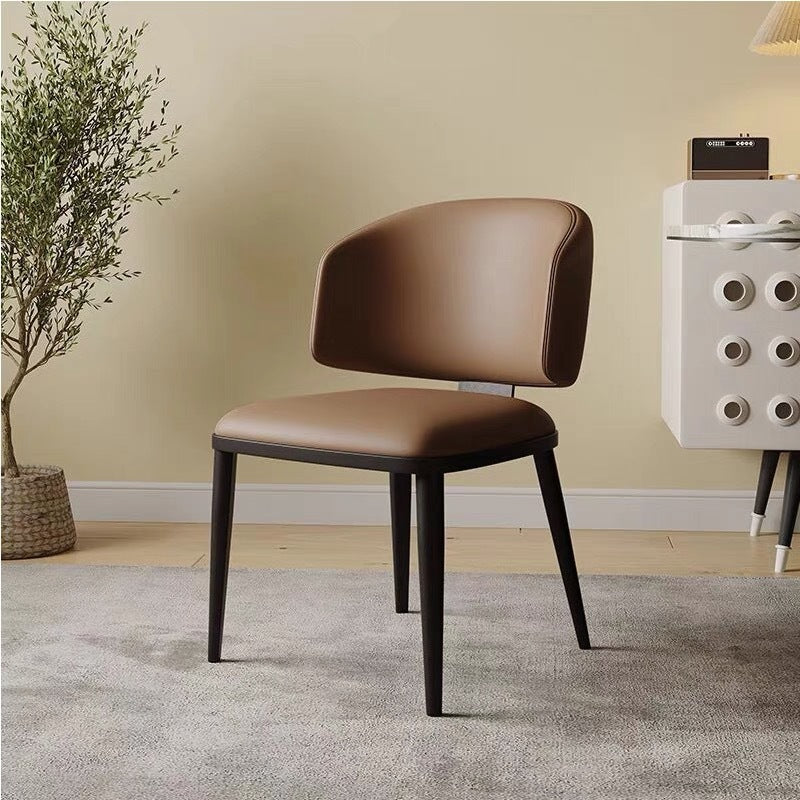 Modern Minimalist Microfiber Leather Carbon Steel Sponge Square Dining Chair Backrest For Dining Room