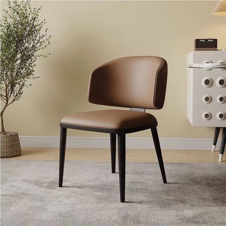 Modern Minimalist Microfiber Leather Carbon Steel Sponge Square Dining Chair Backrest For Dining Room