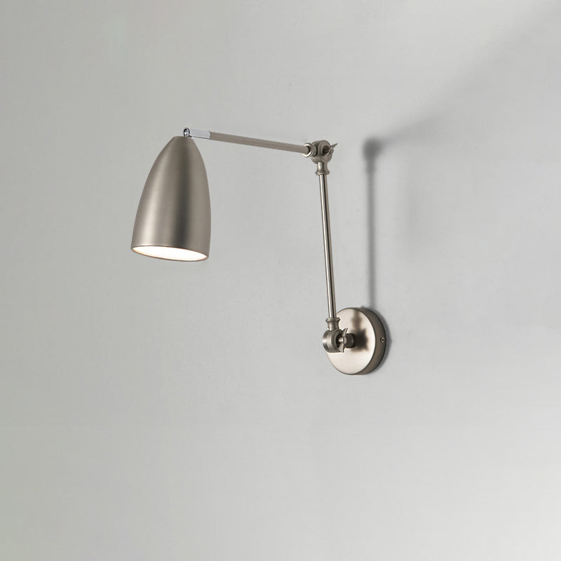 Simplicidad Moderna Pantalla de Metal en Forma de Semi-Cono con Brazo Basculante Retráctil Varilla Larga Lámpara Aplique de Pared de 1 Luz para Sala de Estar 
