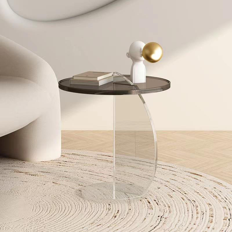 Table basse ronde semi-circulaire minimaliste moderne en plastique pour salon 