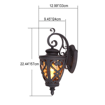 Lanterne traditionnelle européenne en aluminium en forme de lanterne en verre à 1 lumière pour jardin 