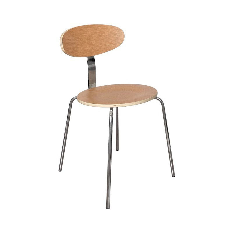 Chaise de salle à manger contemporaine en bois nordique en acier inoxydable avec dossier rond pour salle à manger 