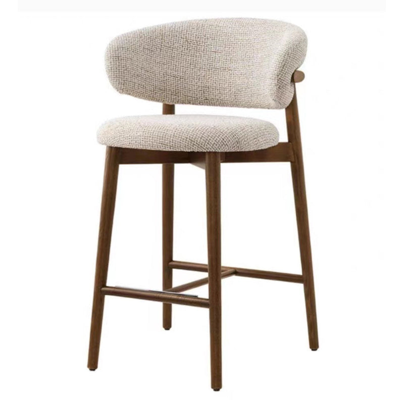 Tabouret de bar rond en tissu nordique contemporain avec dossier et repose-pieds pour salle à manger 