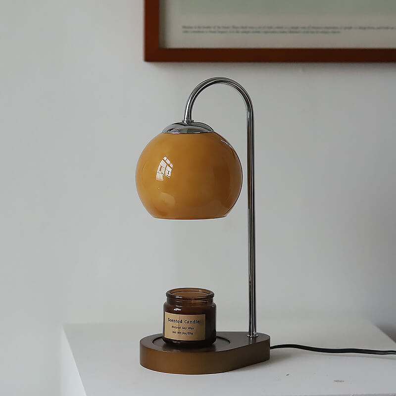 Lampe de table en bois massif moderne simple avec bougie sphérique à une lumière fondante 