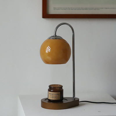 Modern Simple Solid Wood Candle Spherical 1-Light Melting Wax Table Lamp