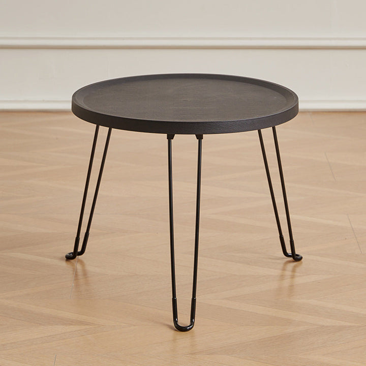 Table basse moderne minimaliste ronde en acier au carbone PP pliable pour salon 