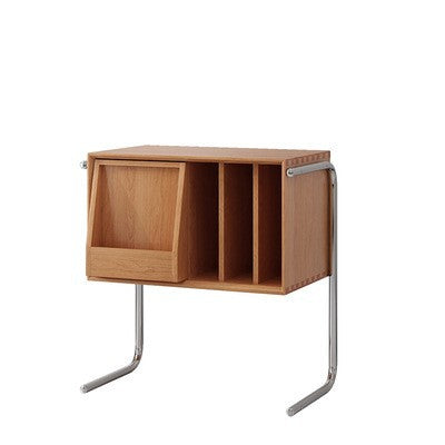 Contemporary Nordic Rectangular Pine Wood Plywood Stainless Steel End Table 2-Tier For Living Room