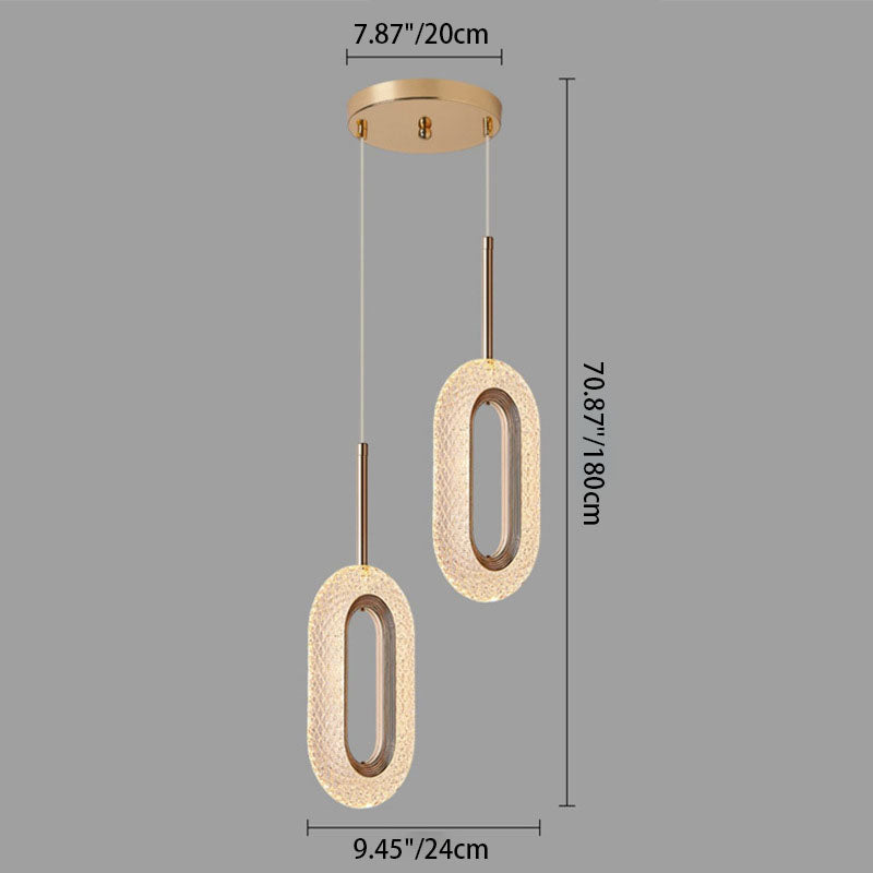 Zeitgenössischer Luxus Zinklegierung Acrylschirm Ovaler Ring LED Kronleuchter für das Wohnzimmer 