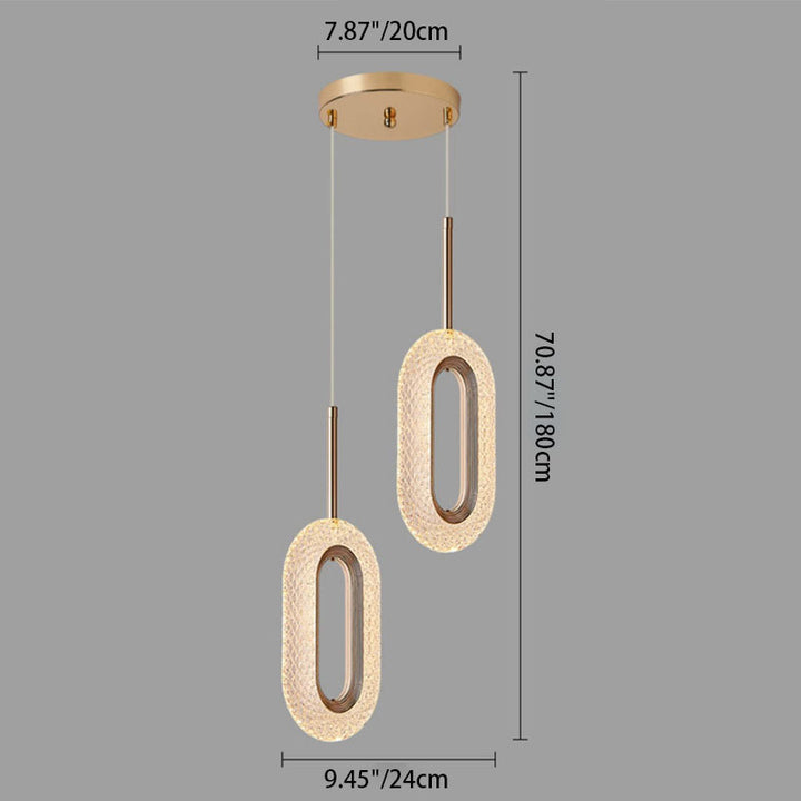 Zeitgenössischer Luxus Zinklegierung Acrylschirm Ovaler Ring LED Kronleuchter für das Wohnzimmer 