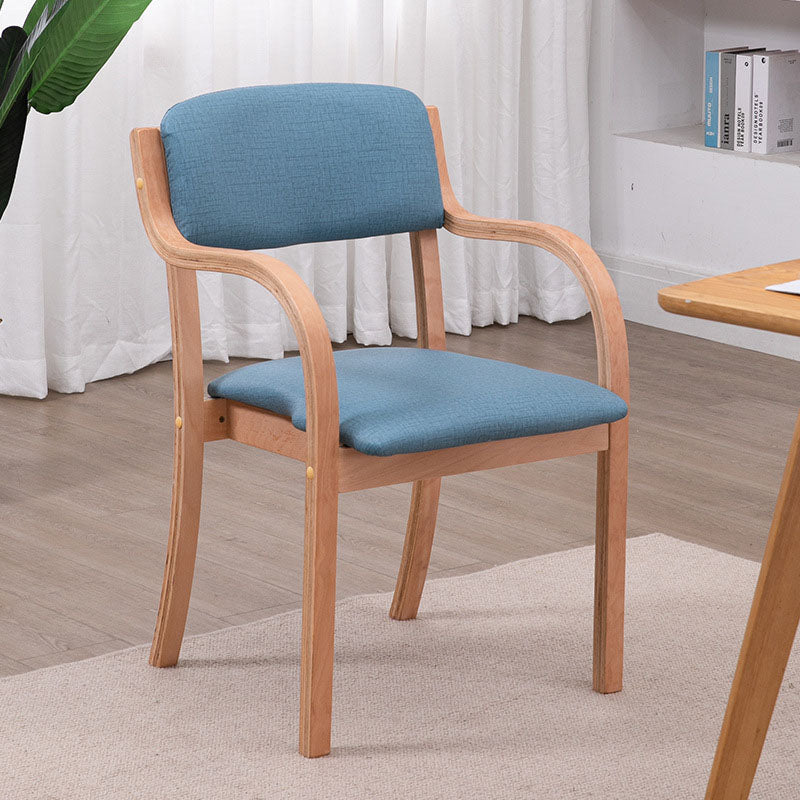 Chaise de salle à manger moderne en tissu, bois, éponge, carrée, incurvée, avec dossier et accoudoirs 