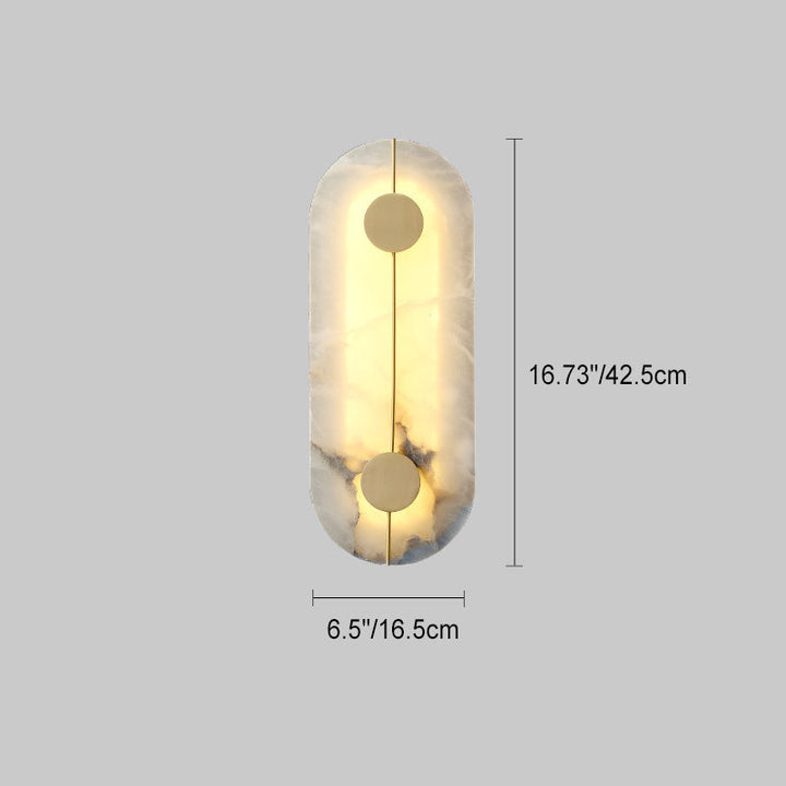 Aplique de pared LED ovalado redondo de mármol de cobre escandinavo contemporáneo para sala de estar 