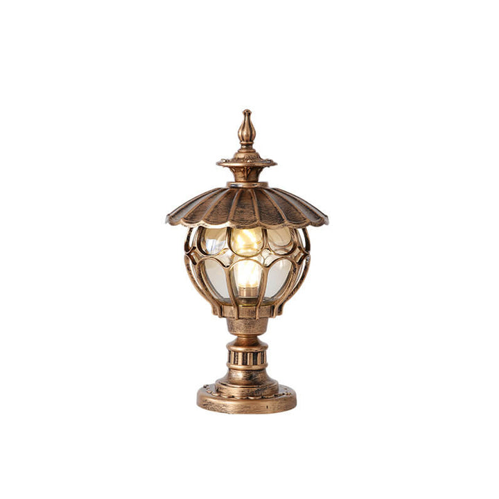 Traditional European Outdoor Round Column Head Light 1-Light Waterproof Garden Landscape Light For Garden