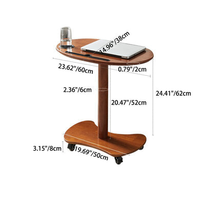 Table basse ovale minimaliste moderne en bois massif et plastique à 4 roues pour salon 