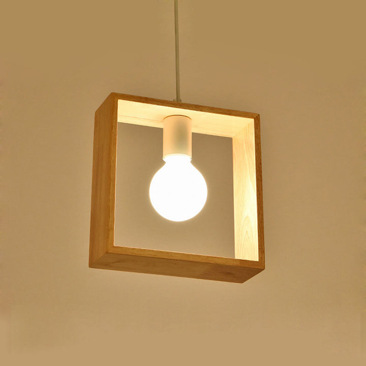 Moderne Einfachheit Holz Geometrische Form 1-Licht Pendelleuchte für das Wohnzimmer 