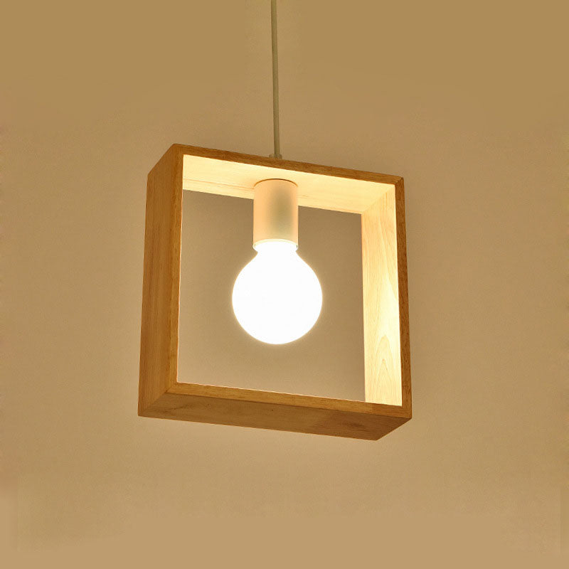 Moderne Einfachheit Holz Geometrische Form 1-Licht Pendelleuchte für das Wohnzimmer 