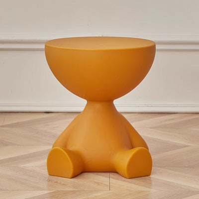 Table d'appoint ronde scandinave contemporaine avec base en PE et ours cartoon pour salon 