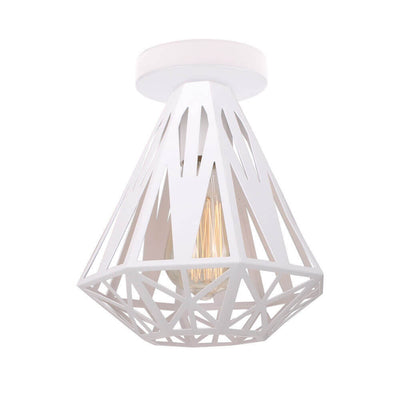 Montaje de techo semienrasado de 1 luz con jaula de diamante de hierro simple industrial 