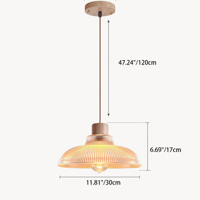Moderne Minimalistische Gestreifte Scheibe Log Glas 1-Licht Pendelleuchte 