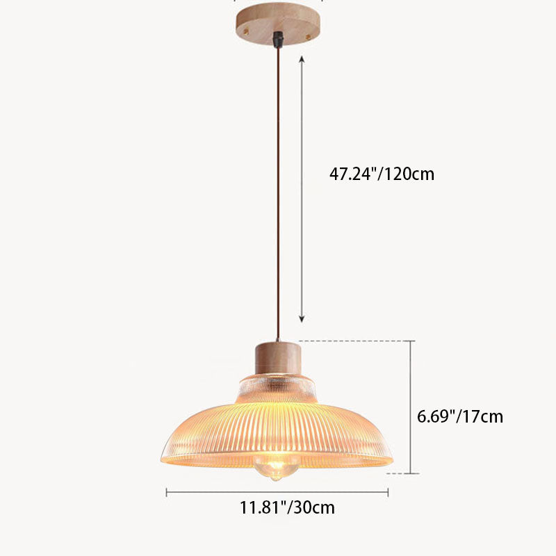 Moderne Minimalistische Gestreifte Scheibe Log Glas 1-Licht Pendelleuchte 