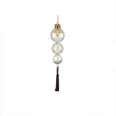 Traditionelle chinesische Pendelleuchte aus Eisen und Glas in Kürbisform mit 1 Flamme für das Wohnzimmer 