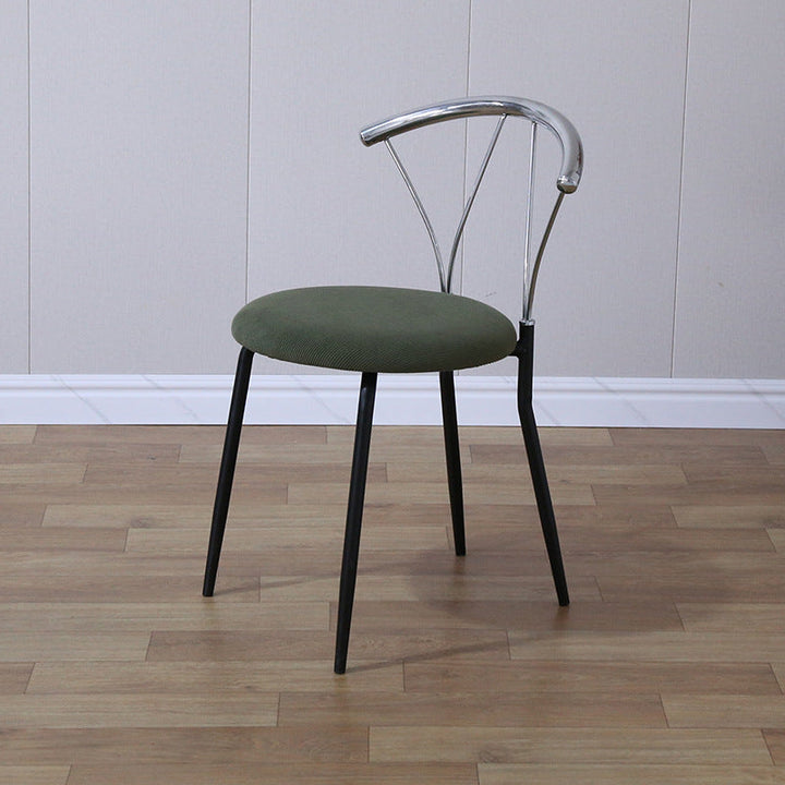 Contemporary Nordic Round Curved Backrest Stainless Steel Corduroy Dining Chair For Dining Room
