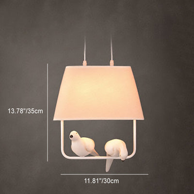 Contemporary Scandinavian Bird Iron Burlap Resin 1/2 Light Chandelier For Bedroom