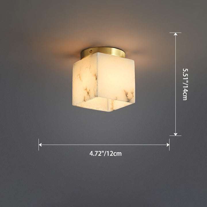 Luz de techo semi-empotrada de 1 luz tradicional china de cobre mármol cúbico bola redonda cuadrada para pasillo 