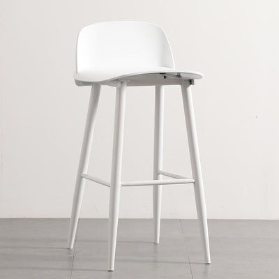 Moderner minimalistischer rechteckiger Barhocker aus Kohlenstoffstahl mit Kunststofflehne für das Esszimmer 