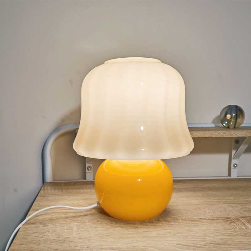 Modern Creative Solid Color Mushroom Design Glass 1-Light Table Lamp