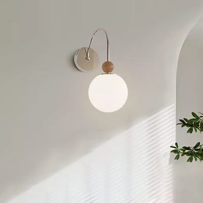 Moderne minimalistische runde Kugel Eisen Glas 1-Licht Wandleuchte Lampe für Wohnzimmer 