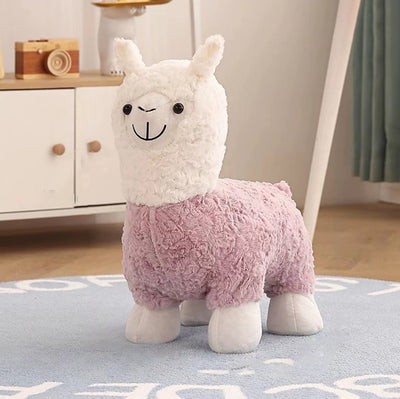 Pouf repose-pieds en velours avec dossier design alpaga créatif contemporain pour salon 