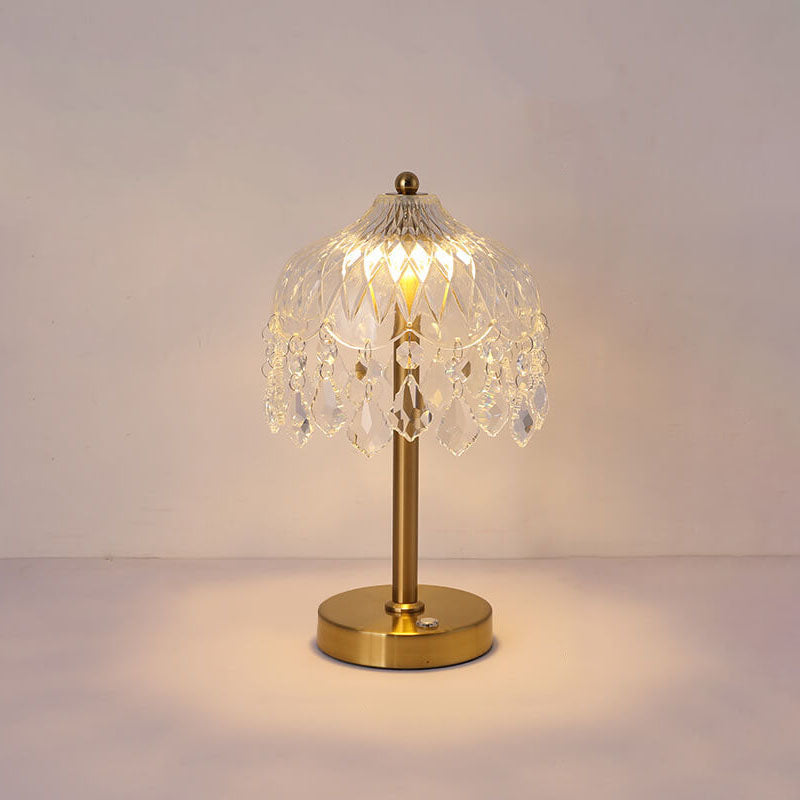 Modern Luxury Crystal Glass Umbrella USB LED Table Lamp