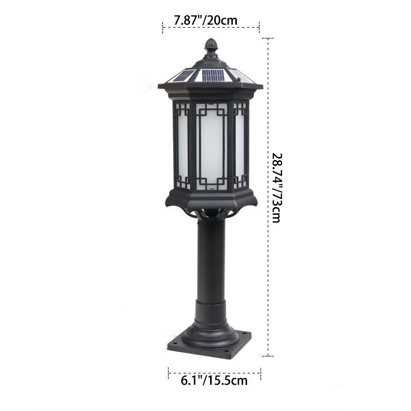 Luz de jardín para exteriores LED de cilindro de vidrio de aluminio solar impermeable tradicional china 