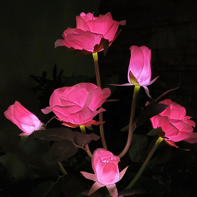Solar Simple Silk Rose LED Outdoor Lawn Decorative Ground Plug Light