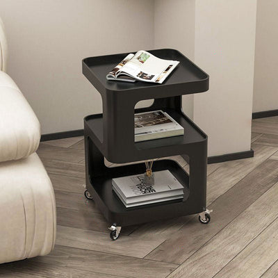 Table d'appoint carrée en fer amovible à la simplicité contemporaine avec étagères de rangement à 3 niveaux pour le salon 