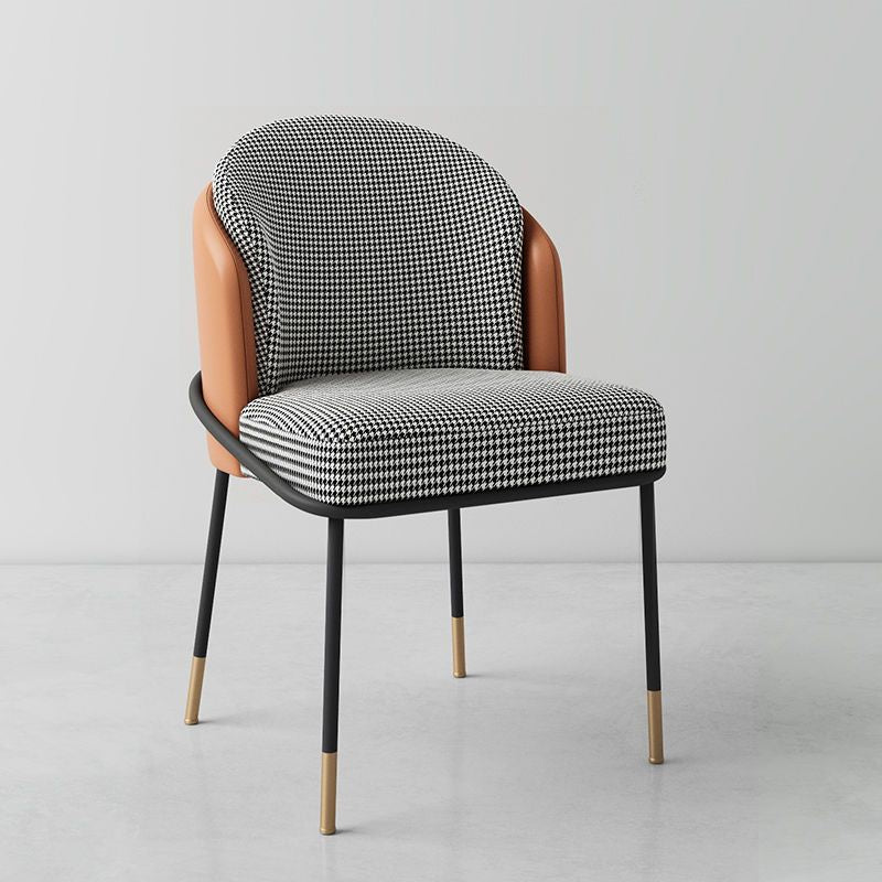Contemporary Nordic PU Leather Fabric Iron Sponge Square Wraparound Dining Chair Backrest For Living Room