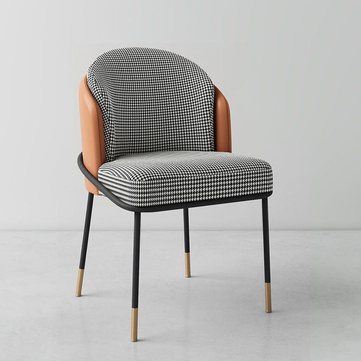 Contemporary Nordic PU Leather Fabric Iron Sponge Square Wraparound Dining Chair Backrest For Living Room
