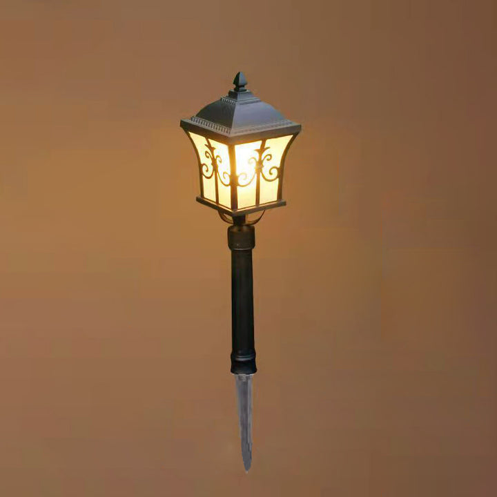 Traditional Chinese Solar Waterproof Aluminum Iron Glass Column LED Landscape Lighting Outdoor Light For Garden