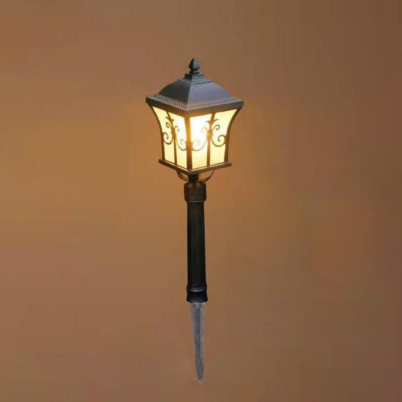 الإضاءة الخارجية التقليدية الصينية الشمسية المقاومة للماء من الألومنيوم والحديد والزجاج LED لأعمدة المناظر الطبيعية للحدائق 