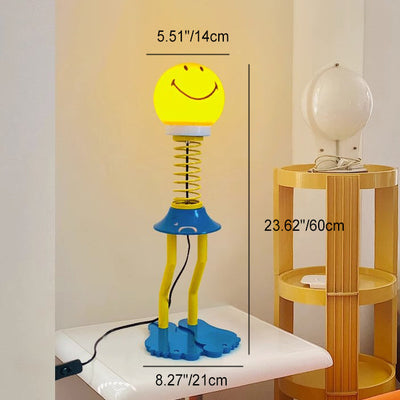 Lampe de table 1 lumière avec personnage de dessin animé sourire en fer PVC créatif contemporain pour chambre à coucher 