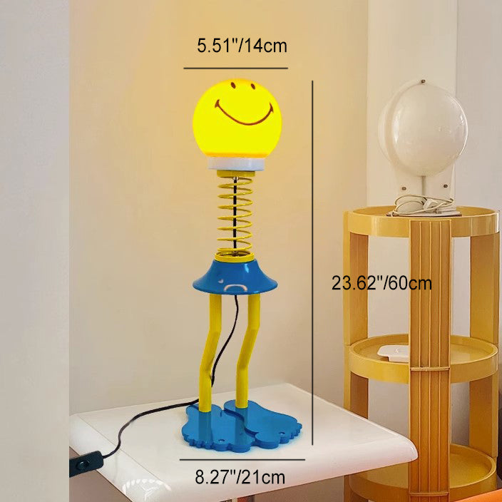 Lampe de table 1 lumière avec personnage de dessin animé sourire en fer PVC créatif contemporain pour chambre à coucher 