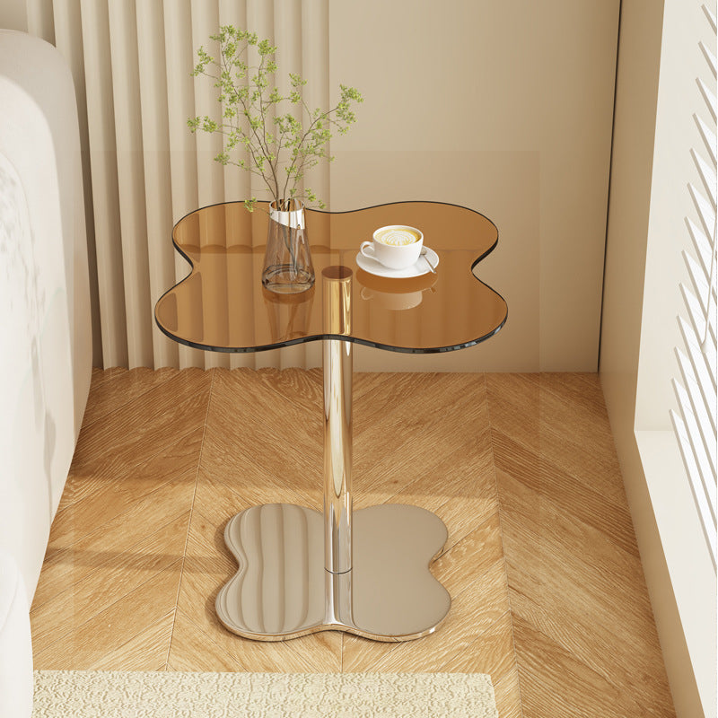 Modern Minimalist Cylinder Petal MDF Glass Stainless Steel Coffee Table For Living Room