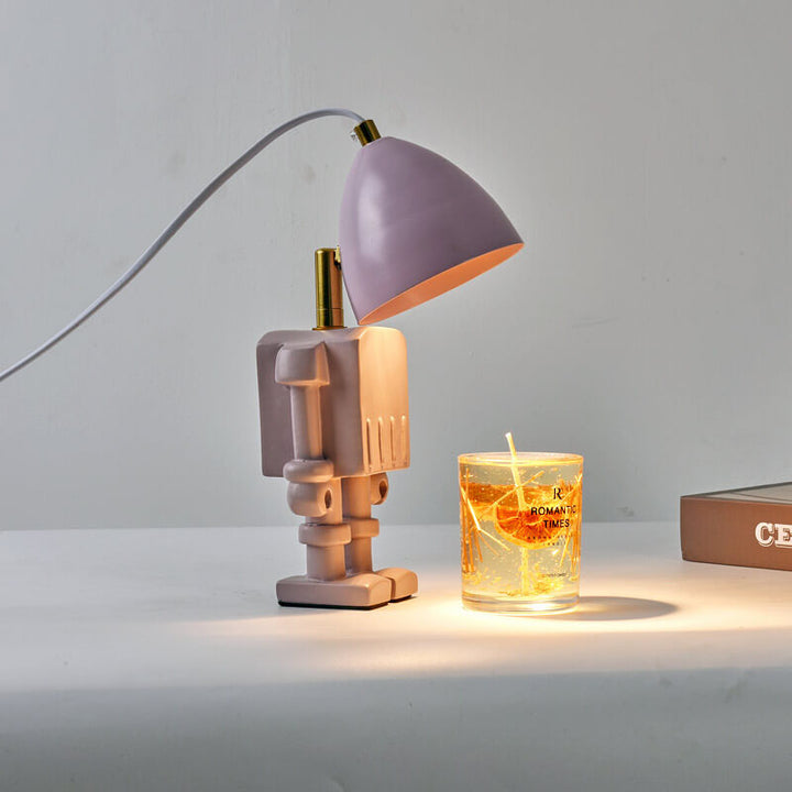 Modern Art Deco Resin Iron Robot 1-Light Melting Wax Table Lamp For Bedroom