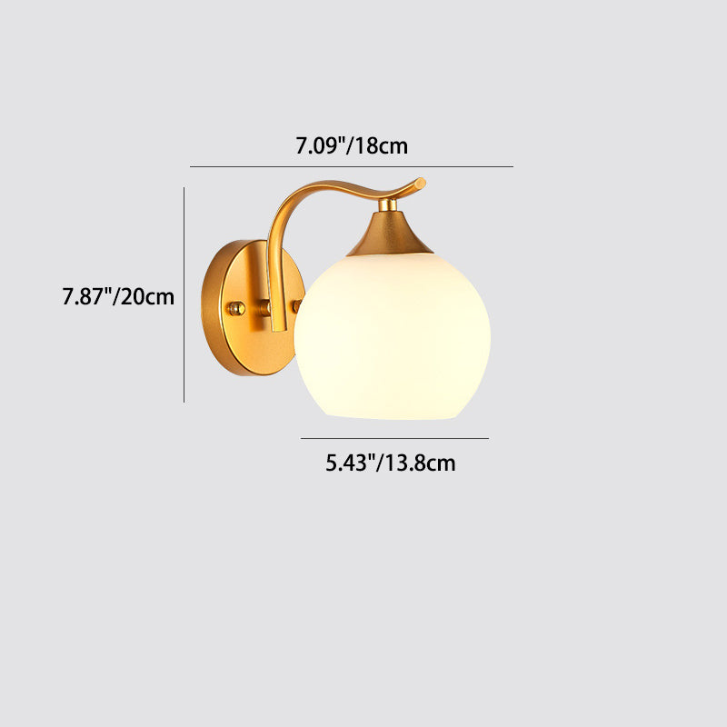 Applique Murale Moderne Simplicité Fer Verre Boule 1/2 Lumière Pour Chevet 