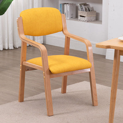 Chaise de salle à manger en tissu moderne simplicité bois éponge carrée dossier accoudoir pour salle à manger 