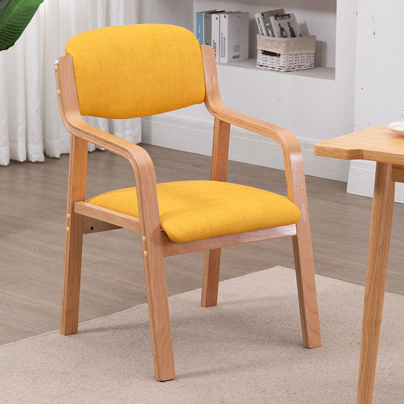 Chaise de salle à manger en tissu moderne simplicité bois éponge carrée dossier accoudoir pour salle à manger 