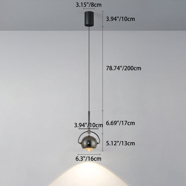Modern Minimalist Rotatable Spherical Aluminum Glass LED Pendant Light For Bedroom