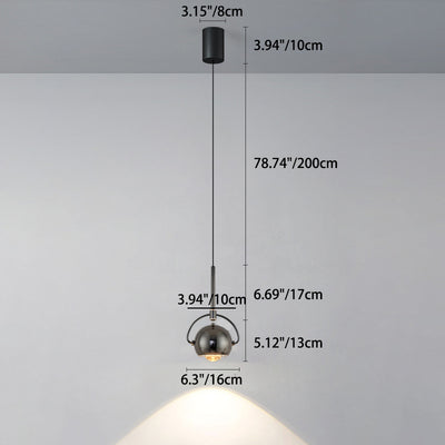 Luz colgante LED de vidrio de aluminio esférico giratorio minimalista moderno para dormitorio 